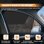 Car Front & Rear Side Window Sunshade, Magnetic Automotive Windshield Privacy Curtain with Half Shade, Mesh Sun Protection Cover Blocks Heat, Glare, UV Rays for Driver Passenger (4PCS)
