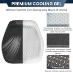 Gel Lumbar Support Pillow & Seat Cover for Car,Seat Cushion for Long Sitting Pressure Relief (2CM Thick), Lumbar Seat Cushion for Car 27.95''x18.89'',Gel Seat Cushion Cover 18.11''x17.13'',Black