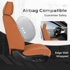 Coverado Car Seat Cover, Cover for Cars Front Seat, Premium Leather, Universal Fit Waterproof Seat Protectors, Car Seat Cushion Non-Slip for Most Cars-Brown