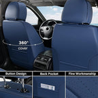 Coverado Car Seat Covers Full Set, Nappa Leather Seat Covers for Car, Waterproof Car Seat Protector with Lumbar Support, Automotive Seat Covers Universal Fit for Most Cars SUV Trucks (Blue)