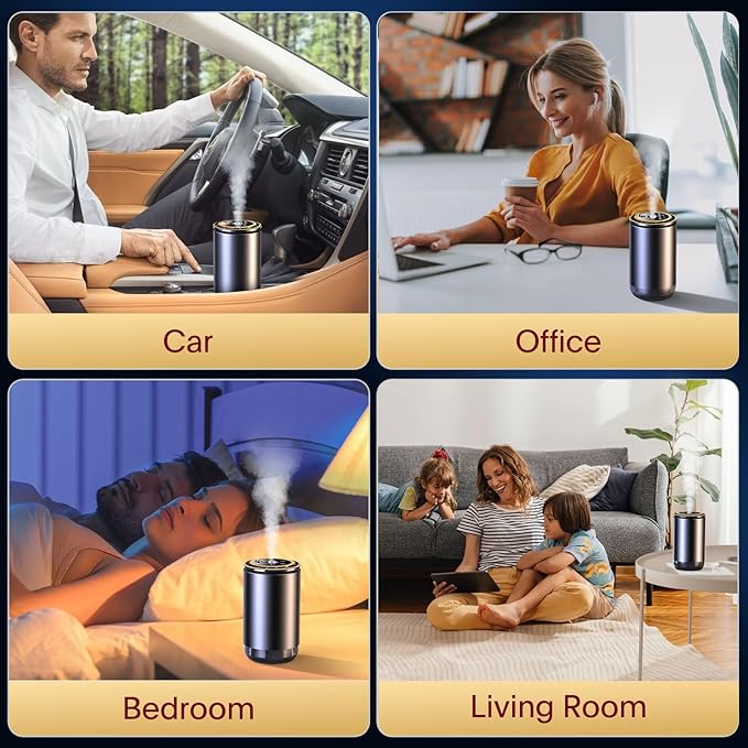 Smart Car Air Freshener - Car Diffusers for Essential Oils with Starry Sky Projection and Colorful Ambient Light, Auto On/Off, Adjustable Concentration Diffuser for Car with 50ml Car fragrance-Cologne