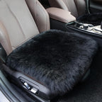 Winter Warmth: Universal Sheepskin Seat Cushion Cover - Natural Wool, for Cars, Trucks, SUVs & Vans - Cozy & Stylish Driving Companion Front Black