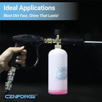 Short Pressure Washer Gun with Foam Cannon, Soap Gun for Pressure Washer, 1/4 Inch Quick Connector, with 7 Nozzle Tips, Container Capacity: 1 Liter