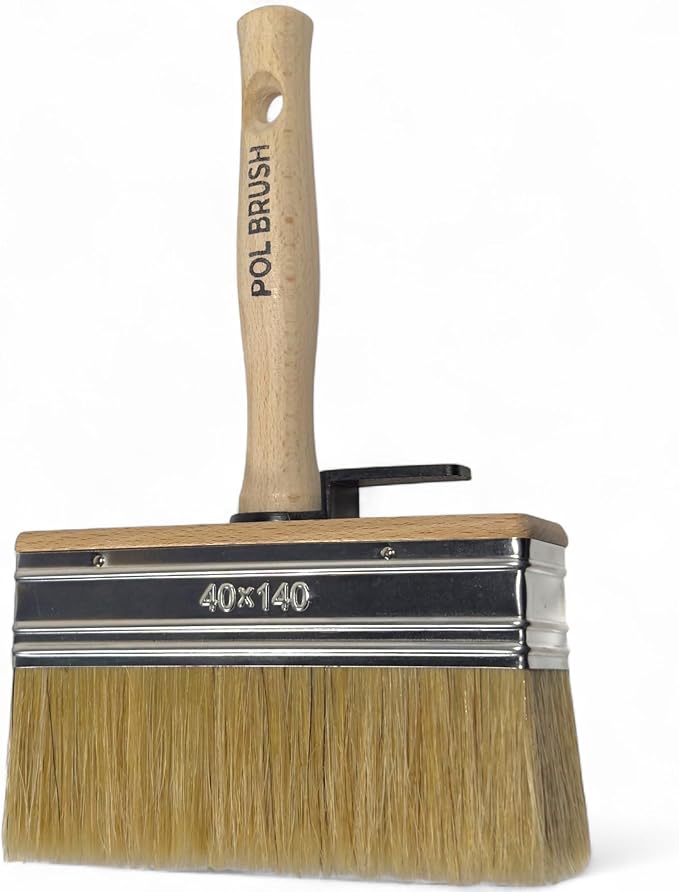 6 Inch Stain Deck Wide & Thick Paint Brush - High European Quality - Natural Bristles - for Home, Wood, Walls, Art, Trim & Furniture - for Acrylic, Oil, Stain, Chalk & Latex Paints