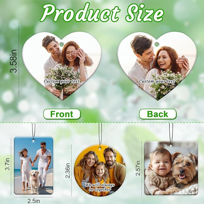 3-500Pcs Custom Air Fresheners with Picture - Personalized Double Sided Photo Text Logo Air Freshener for Car Hotel Business Event Promotion (General, Heart)
