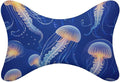 Car Seat Head & Neck Rest Pillow - Auto Headrest Bone Shape Pillow Cushion Soft and Comfortable for Travel, 2 Piece Compatible with Underwater Blue Jellyfish