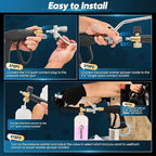 Saker Foam Cannon Dual Connector Accessory for Pressure Washer Kit,with Foam Cannon Dual Connector,Pressure Washer Gun for Car Washing and Cleaning,5 Power Washer Sprayer Nozzles