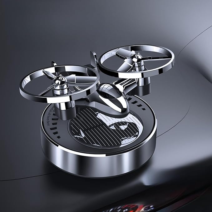 Car Air Freshener | Solar Powered Helicopter Scents Diffuser | Fashion Automotive Interior Decoration Accessories Purifiers for Car and Home Aromatherapy Dashboard (Silver)