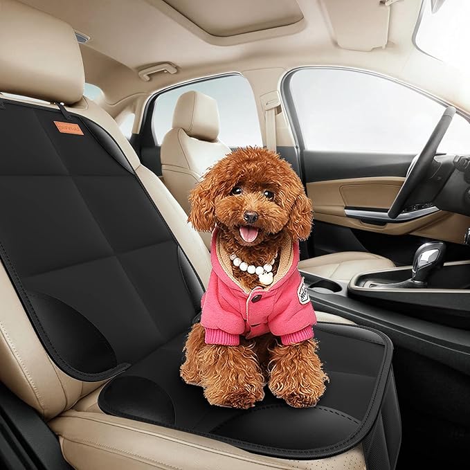 SMART ELF Car Seat Protector, 2Pack Seat Protector Protect Child Seats with Thickest Padding and Non-Slip Backing Mesh Pockets for Baby and Pet,Sedan SUV Truck (Black)