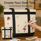 CIVJET Insulated Cooler Bag, Tote Bag for Grocery Shopping, DIY Your Creative Designs, Cooler Bags Insulated, Pizza/Food Delivery Bag to Keep Cold/Hot (Purified Cotton, Non-Waterproof, Beige