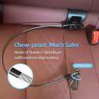 Dog Car Seat Belt - 3-in-1 Heavy Duty Safety Harness with Locking Carabiner, Universal Buckle Adapter, Chew-Proof Steel Rope (Black, 32in/80cm)