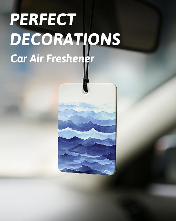 Blue Beach Car Air Freshener 4 Pcs, Ocean Coastal Beach Starfish Seagrass Hanging Air Freshener for Cars Closet Drawer Books, Blue Girly Car Accessories Mirror Decor for Women