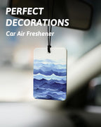 Blue Beach Car Air Freshener 4 Pcs, Ocean Coastal Beach Starfish Seagrass Hanging Air Freshener for Cars Closet Drawer Books, Blue Girly Car Accessories Mirror Decor for Women