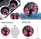FKELYI Deer American Flag Car Seat & Gear Shift Set, Sugar Skull Steering Wheel Cover, Cup Coasters, Headrest Covers, 10pcs