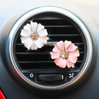 2 Pieces Daisy Flower Air Vent Clip Cute Car Air Freshener Clip Bling Rhinestone Car Air Outlet Decorations Charm Car Inter Decor Accessories for Girls Women