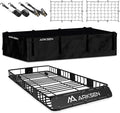 ARKSEN 84" x 39" x 6" Roof Rack Cargo Basket with Extension, Waterproof Bag, 2 Net & 2 Ratchet Straps, 150 lb Heavy Duty Steel Rooftop Carrier, Fits Crossbars up to 1.38" Thick, for SUV & Pickup Truck
