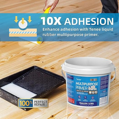 1 Gallon Liquid Rubber Multi-Purpose Primer, EPDM & TPO Primer with Gloves, Water-Based Elastomeric Roof Coating for Outdoor, High-Adhesion Bonding RV Roof Coating for Concrete, Deck, Wood, Metal