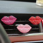 2 Pieces Bling Sexy Lip Air Vent Clips Rhinestone Lipstick Car Air Freshener Clip Crystal Car Air Outlet Decorations Charm Car Inter Decor Accessories for Girls Women