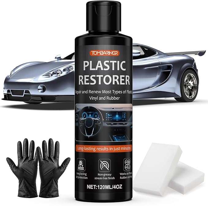 Plastic Restorer for Car Trim – 4oz Restores Faded Black Plastic, Vinyl & Rubber with Long-Lasting Shine & UV Protection – Interior & Exterior Car Plastic Restorer, Black Trim Restorer