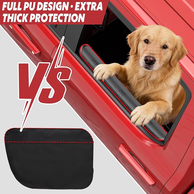 Dog Car Door Protector – 20% Larger Design for Trucks & Large SUVs, 2 Packs PU Material Thickened Waterproof Door Panel Covers, Protects Doors from Dog Scratching