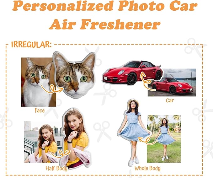 Custom Air Fresheners with Picture - Car Scents Air Freshener Personalized Air Freshener for Car with Photo Text Logo, Hanging Ornaments for Rear View Mirror (5pcs-Crop)