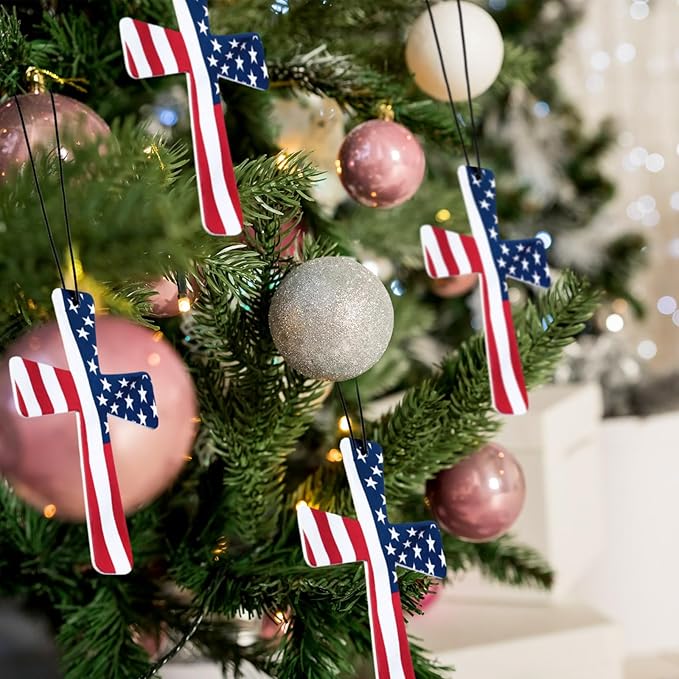 12 Pcs Christian Gift Bulk Cross Air Fresheners Religious Hanging Cross Air Freshener for Car Closet Drawer Books Decor Jesus Christian USA Flag Ornament Accessories Gifts for Men Church Faith