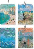 Art Car Air Freshener 4Pcs,Monet's paintings Lover Mom Lady Gifts for Bathroom Bedroom,Art Lover Gift Air Freshener Hanging in Car Wardrobe Drawer or Book.