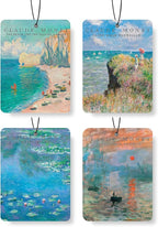 Art Car Air Freshener 4Pcs,Monet's paintings Lover Mom Lady Gifts for Bathroom Bedroom,Art Lover Gift Air Freshener Hanging in Car Wardrobe Drawer or Book.
