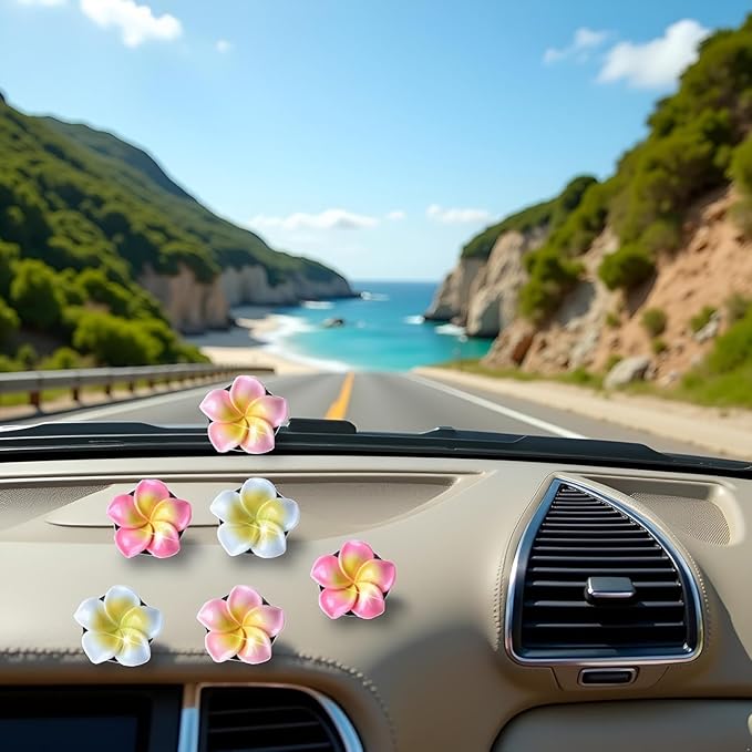 6Pcs Multicolor Pentapetal Flower Car Accessories for Women, Beach Flower Car Air Vent Clips Air Conditioner Outlet Decoration Cars Interior Decor Charm, Air Fresheners Interior Accessories