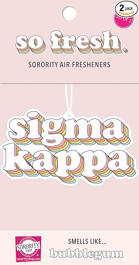 Sorority Shop Sigma Kappa Retro Air Freshener - SK Bubblegum Scented Air Freshener – Sorority Retro Design Air Freshener for Car or Dorm– Sorority Gift, Charm Paraphernalia