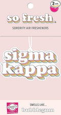 Sorority Shop Sigma Kappa Retro Air Freshener - SK Bubblegum Scented Air Freshener – Sorority Retro Design Air Freshener for Car or Dorm– Sorority Gift, Charm Paraphernalia