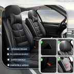 Leather Car Seat Covers Fit for Toyota Tacoma 2005-2024, 5 Seater Car Seat Cover, Premium Waterproof, Scratch Resistant Car Interior Accessories (Full Set with Pillow Black)