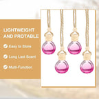 uxcell 8pcs Hanging Car Air Freshener Perfume Bottle, 10ml Pendant Empty Clear/Rose Red Glass Essential Oil Aromatherapy Diffuser with Wooden Cap for Car Decor (Clear/Rose Red, Round)