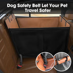 FURTIME Large Dog Car Seat, Upgraded PU Leather Back Seat Extender with Hard Bottom, Waterproof Pet Car Seat Cover for Medium Sized Dog, Pet Hammock for Cars, SUVs, Trucks, Brown