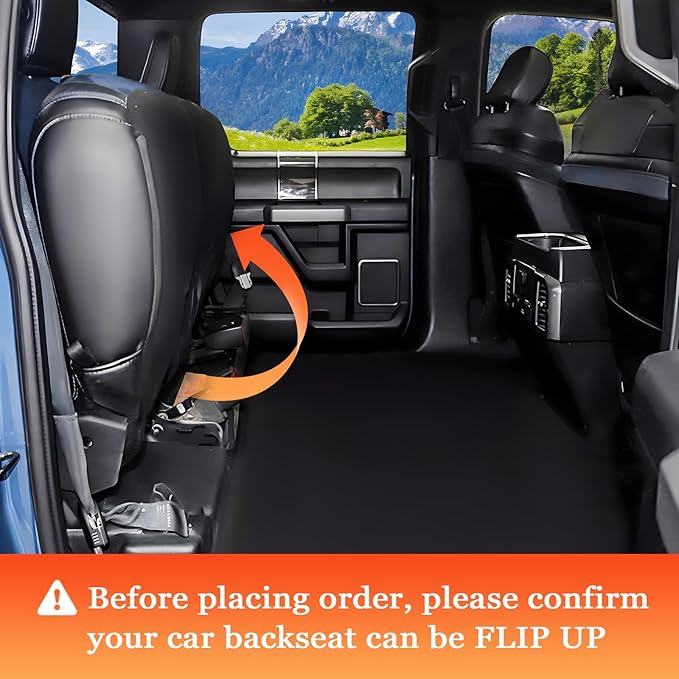 Mancro Floor Dog Hammock for Truck with Flip Up Rear Seats, Waterproof Truck Dog Seat Cover Back Seat with Mesh Window, Compatible with F150, Chevy Silverado & RAM, Black
