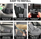 Dog Car Seat for Small Medium Dogs Up to 40lbs, Detachable Washable Soft Pet Booster Travel Bed for Front & Gray Seat with Safety Leash Belt