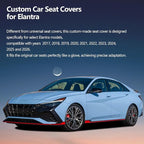 Fit Elantra Car Seat Covers for Hyundai Elantra 2017-2024 2025 2026 - Upgraded Premium Waterproof & Breathable Leather, Airbag Compatible, All-Weather Seat Cushion Protector(2 Front/Black+Red)