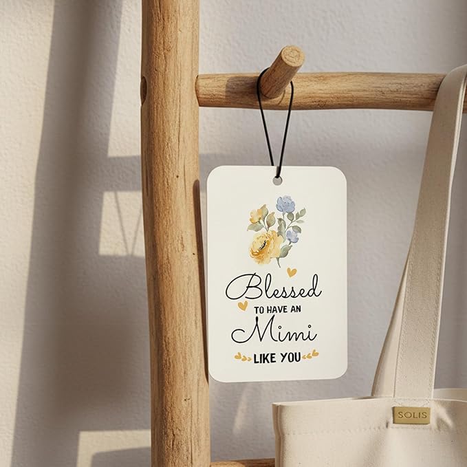 Mimi Grandma Gifts Car Air Freshener Hanging 3 Pack, Blessed to Have An Mimi Car Accessories Gifts for Grandma Christmas Women,Rustic Floral Scent Card Lavender for Closet Bathroom Decor
