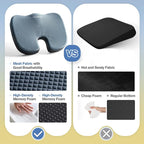 Mureon Seat Cushion for Office Chairs, Large Memory Foam Cushion for Car, Pressure Relief Ergonomic Chair Cushion with Non-Slip Cover for Soft Support for Hip All Day Comfort - Navy