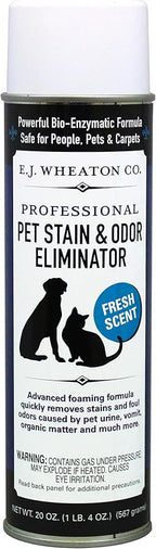 E.J. Wheaton - Pet Stain Odor Eliminator, Professional Strength Enzyme Cleaner for Dog and Cat Urine and More, Large Aerosol Spray, 20 Oz. Can