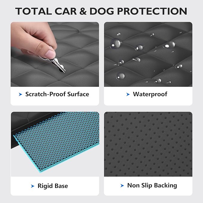 Back Seat Extender for Dogs-Large Space, Upgraded Egg Crate Foam Soft Dog Car Seat Cover Holds 420lb, Sturdy Backseat Extender for Dogs, Waterproof Pet Car Bed Dog Hammock for Car, SUV, Truck