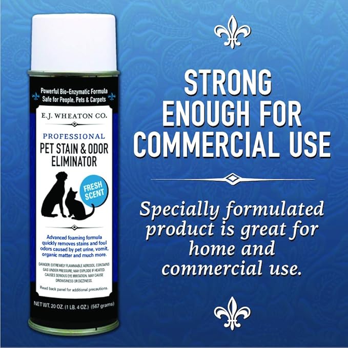 E.J. Wheaton - Pet Stain Odor Eliminator, Professional Strength Enzyme Cleaner for Dog and Cat Urine and More, Large Aerosol Spray, 20 Oz. Can