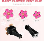 6PCS Daisy Flower Car Air Vent Clips, Cute Flower Shape Auto Air Freshener Outlet Clip, Vehicle Air Conditioning Clip Charm for Women Girls, Interior Decor Car Accessories (Pink)