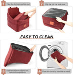 Dog Car Seat for Small/Medium Dogs, Dog Booster Car Seats with Thick Cushion for Dogs Under 35lbs, Detachable Washable Pet Carseat with Storage Pockets, 2 Safety Belts(Red)