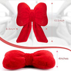 Macarrie 2 Pcs Car Neck Pillow Plush Butterfly Bow Car Headrest Pillow Comfortable Seat Neck Support Cute Head Rest Accessories for Driving Travel Driver Chair Girl Style Interior Decor (Red)