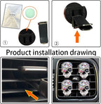 Bling Skull Air Vent Clips, 4 Pcs Crystal Skull Car Air Fresheners Vent Clips Car Diffuser Vent Clip Rhinestone Diamond Decoration Cute Interior Decor Bling Accessories for Women