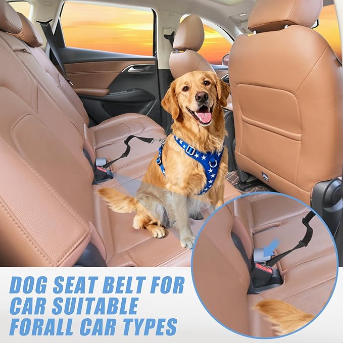 Adjustable Length Pet Car Seat Belt for Dogs, Cats, and Other Pets (Black)