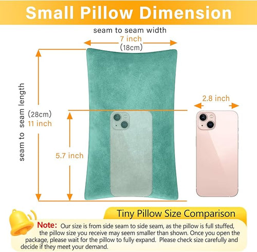 2 Pack Small Pillow, Memory Foam Mini Pillow 11 X 7 Inches for Travel, Sleeping, Nap and Neck, Knee, Lumbar Support, Tiny Cushion for Pet, Dogs (Teal Green)