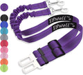IBWell Dog Seat Belt with Elastic Bungee Leash, Car Seat Belt for Dogs (Purple, 2PCS-27.6")