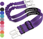IBWell Dog Seat Belt with Elastic Bungee Leash, Car Seat Belt for Dogs (Purple, 2PCS-27.6")